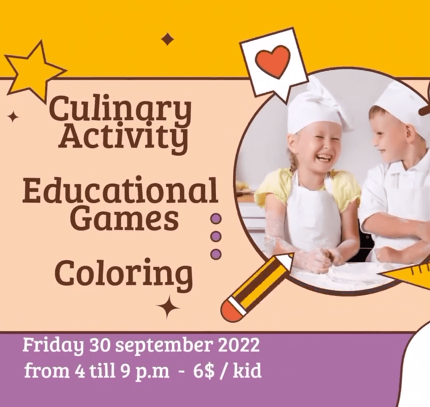 Culinary activity, Educational games, and Coloring at Kids Factory