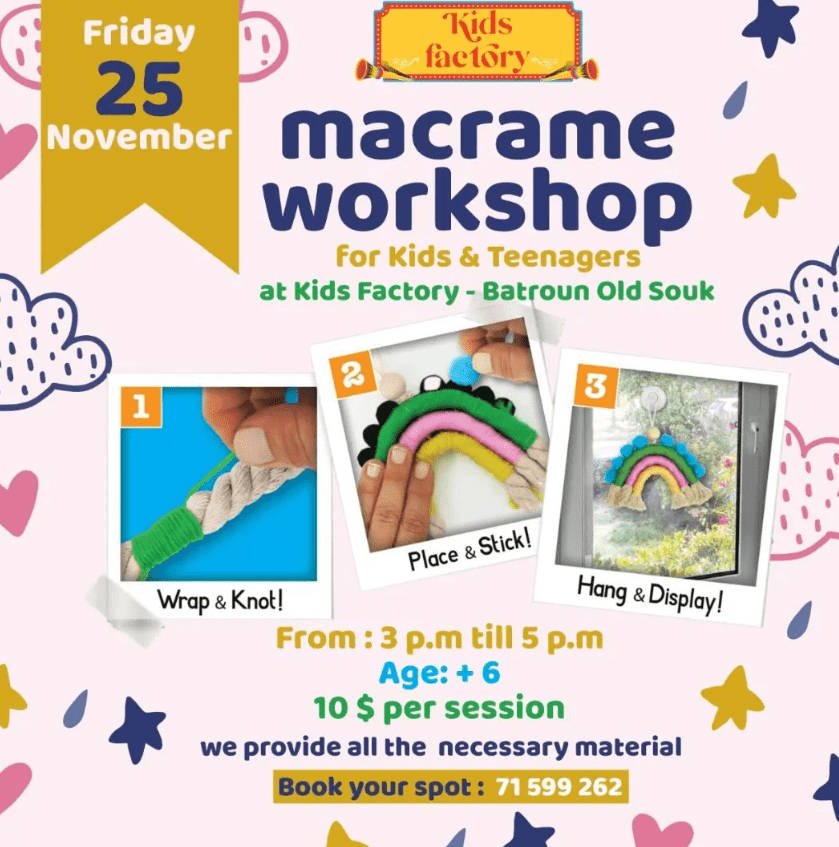 Macrame workshop at Kids Factory