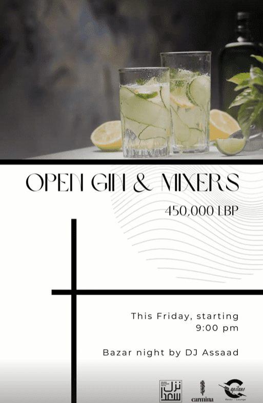Open Gin and Mixers at Nazel Saada