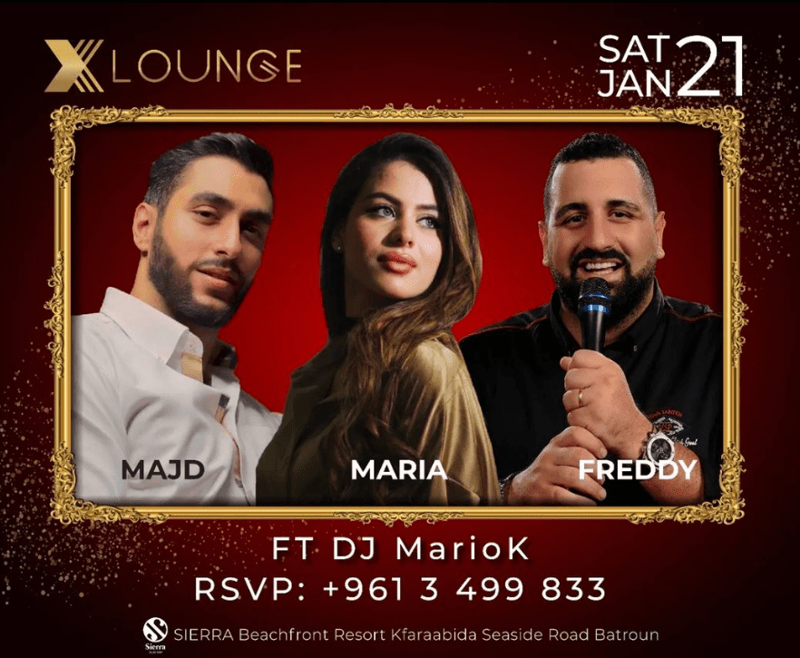 Freddy Nehme, Majd Akiki, and Maria Bathish at Xlounge Batroun