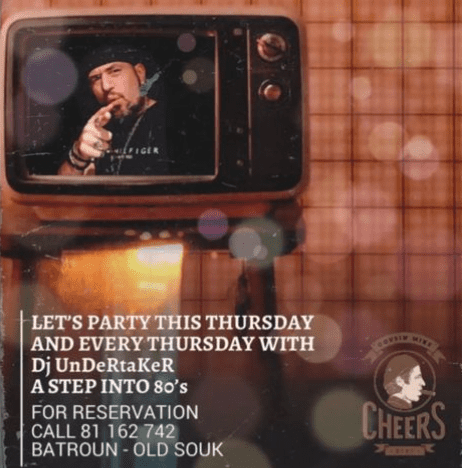 80's night with Dj Undertaker at Cheers