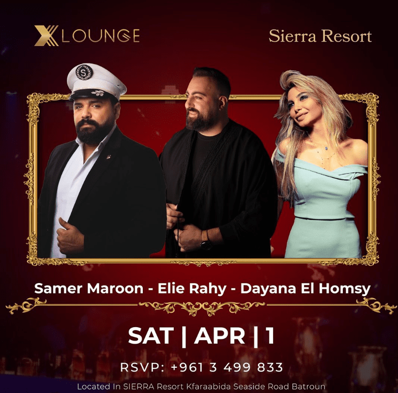 Samer Maroon, Elie Rahy, and Lady D at Xlounge Batroun