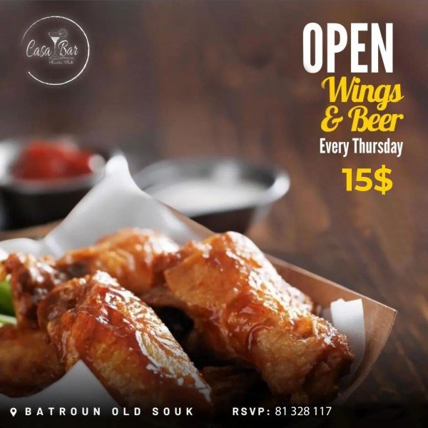 Open Beer and Wings at Casa Bar event