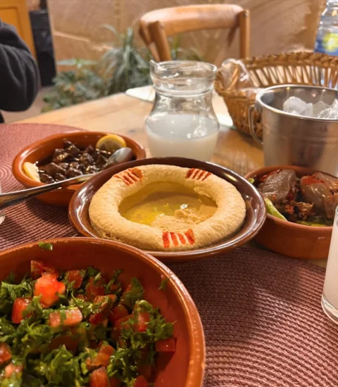 Teta’s Mezza House, Tabouleh, Hommos, and Arak