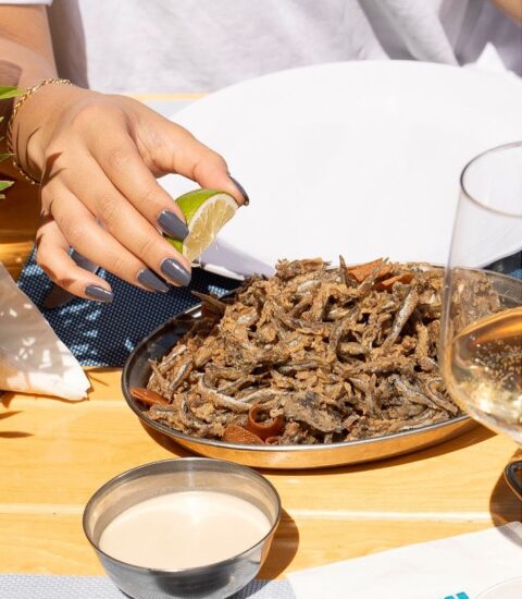 Samak Express, image of bizri fish plate with lime and tartar sauce
