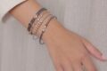 Farah El Khoury Jewelry, image of hand wearing white golden bracelet