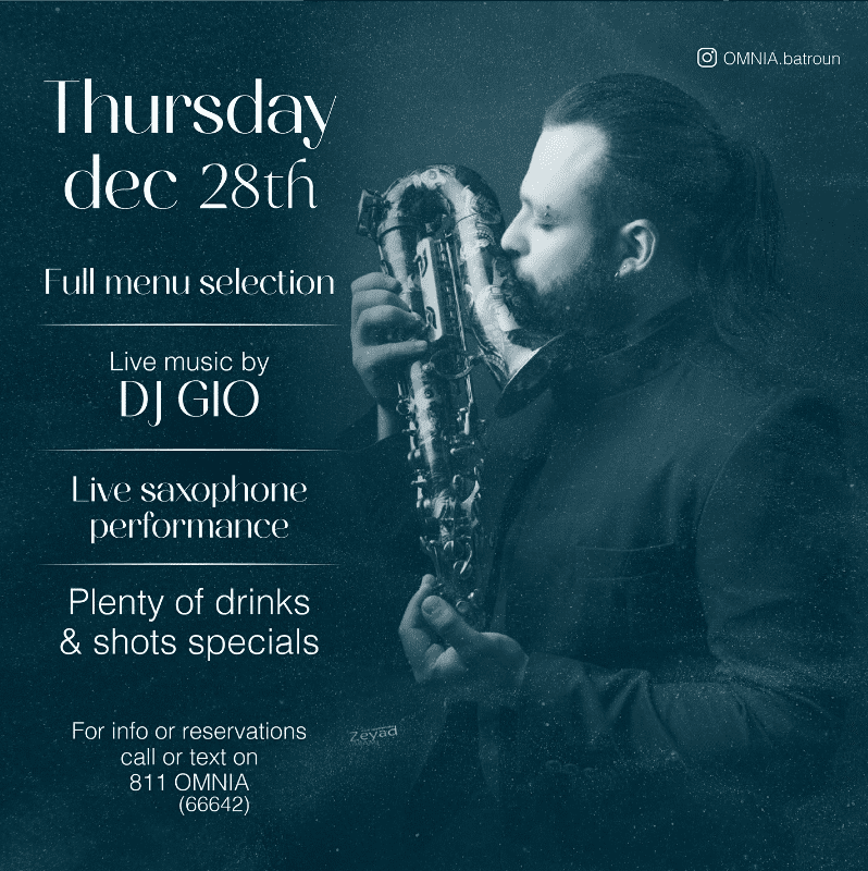 Live Saxophone Performance and Dj Gio at Omnia bistro bar, event post