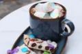 Sweeteria, image of hot chocolate, and marshmallow