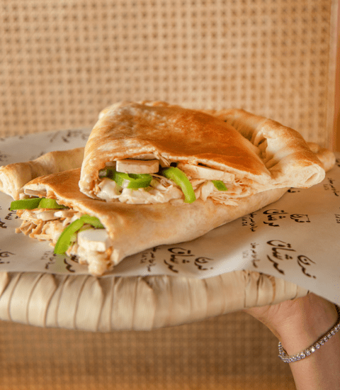 Furn Merchak, image of Labneh manouche with vegetables