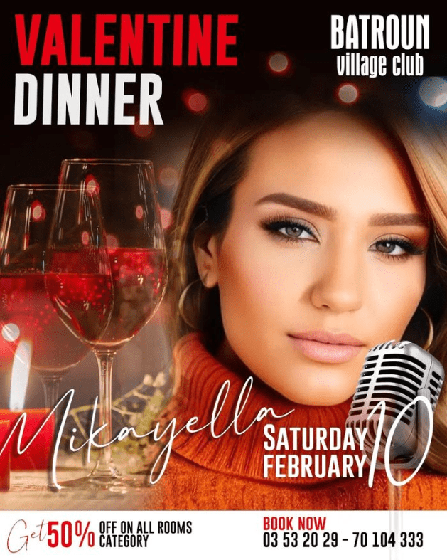 romantic Valentine's dinner with Mikayella at Batroun Village Club
