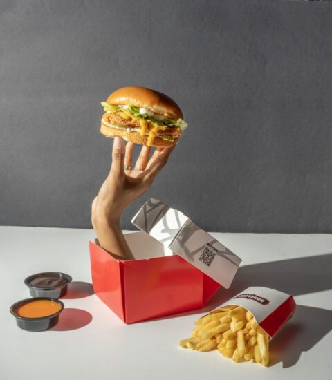 Boneless, burger, and fries