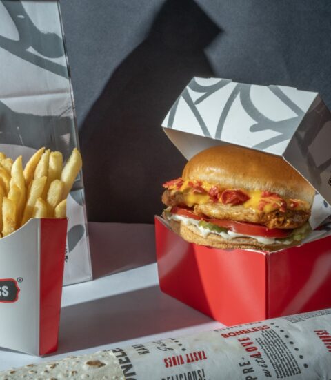 Boneless, burger, and fries