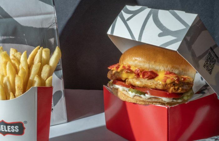 Boneless, burger, and fries