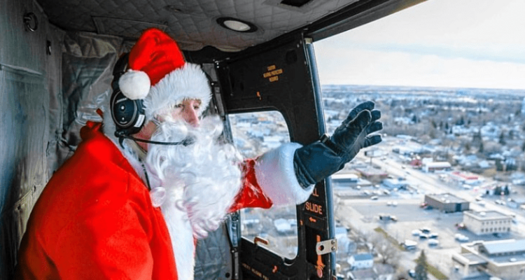 Santa in His Helicopter