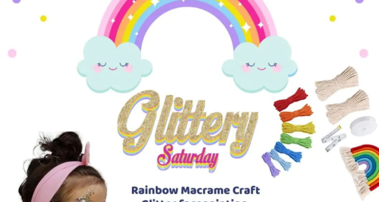 Rainbow Macrame Craft Glitter and Face painting at Kids Factory