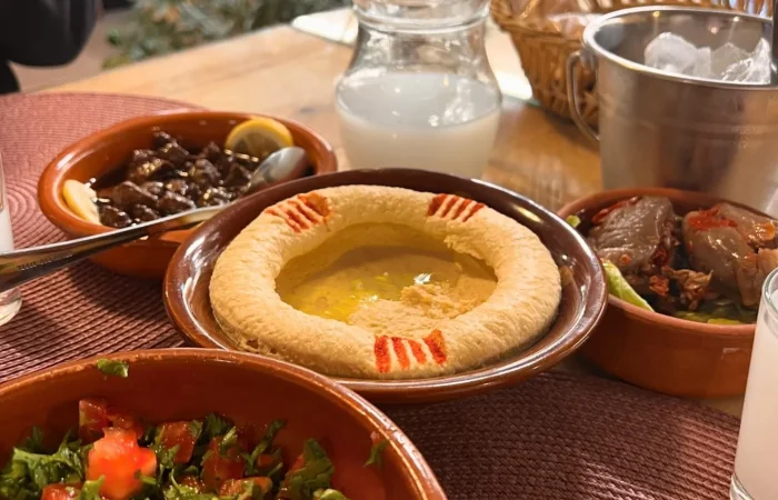 Teta’s Mezza House, Tabouleh, Hommos, and Arak